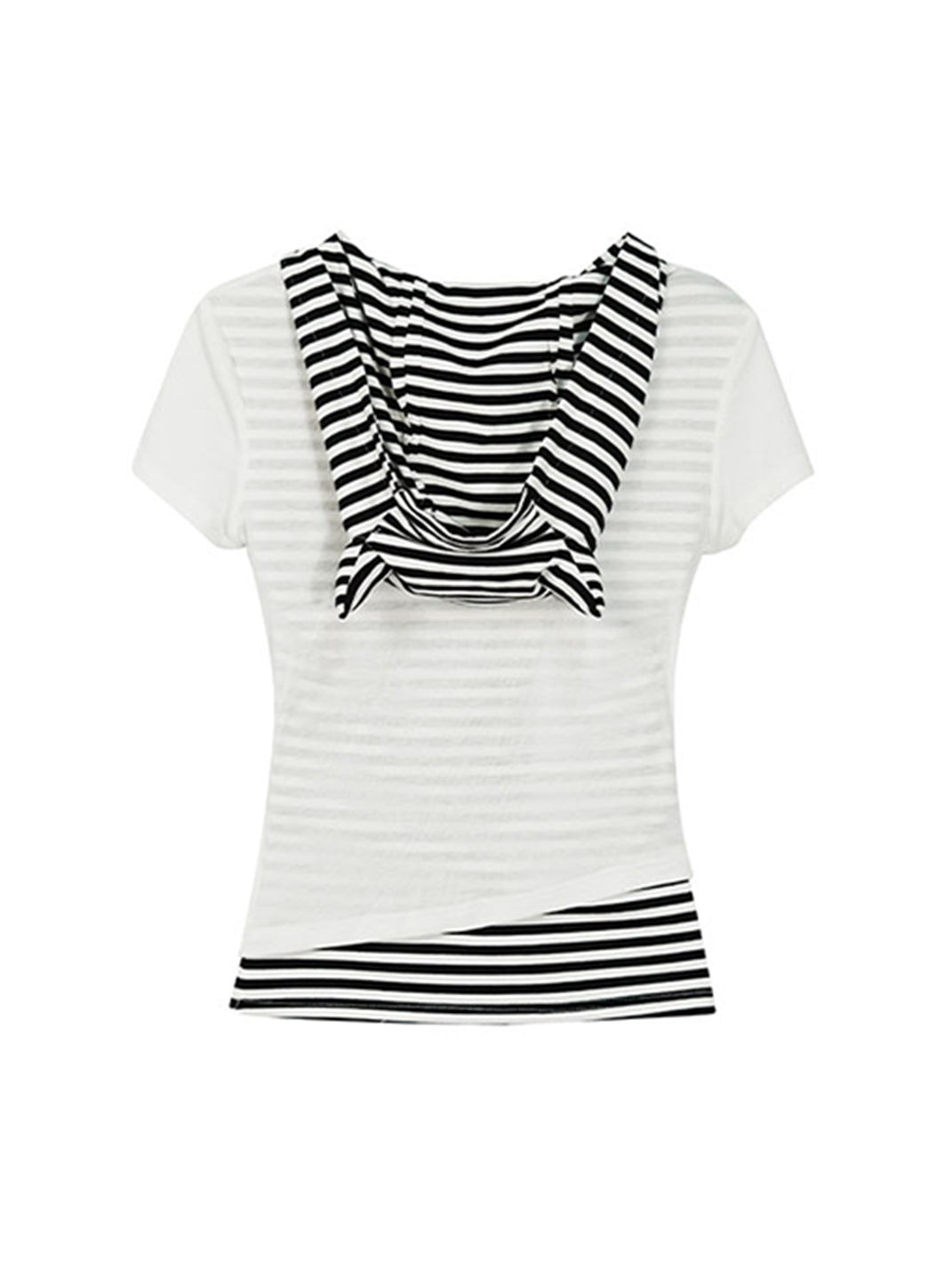 CestNous|Women's Cat Ear Striped Layered T-Shirt - PSYLOS 1, CestNous|Women's Cat Ear Striped Layered T-Shirt, T-Shirt, CestNous, PSYLOS 1